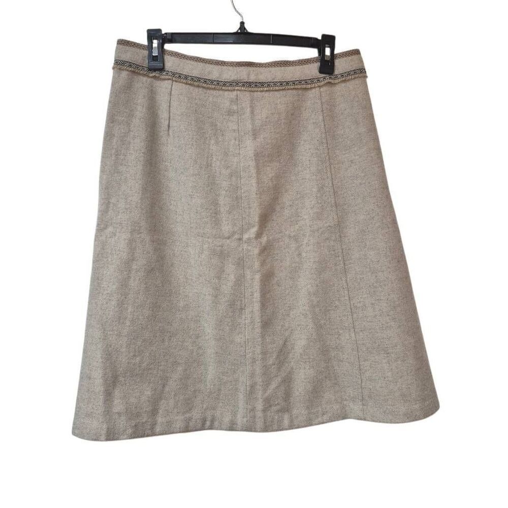 Gap Women's Heather Gray Wool Mix A-Line Midi Lined Skirt EUC